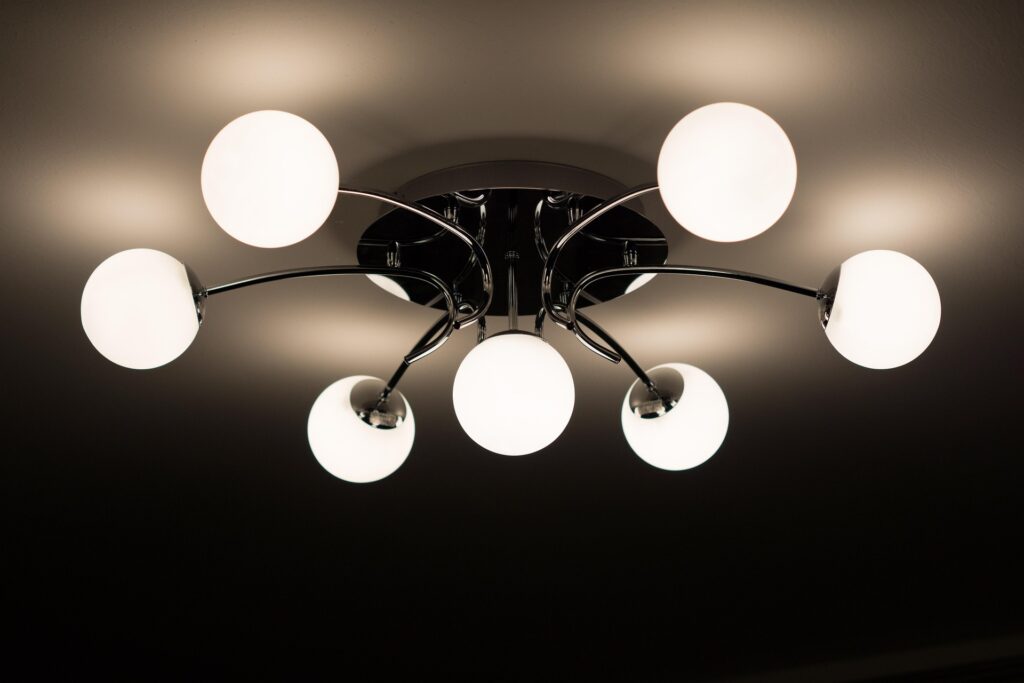 Black flush mount ceiling lights with round LED bulbs