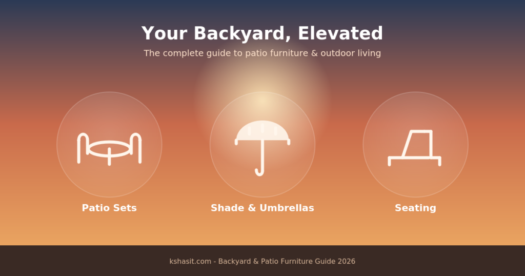 backyard patio furniture set with umbrella and outdoor seating